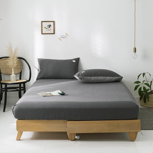 

sheets & sets pure cotton fitted sheet solid color bed queen king full twin size bedsheet cases kids