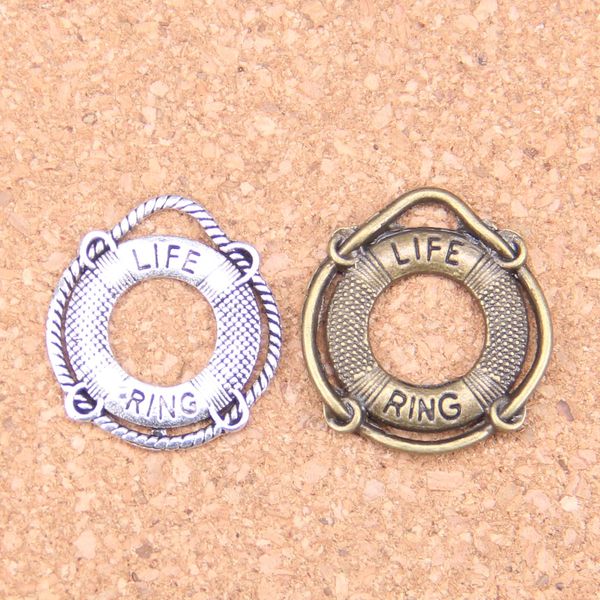 69 pz Argento Antico Placcato Bronzo Placcato anello di vita salvagente Charms Ciondolo FAI DA TE Collana Braccialetto Risultati Del Braccialetto 23*22mm