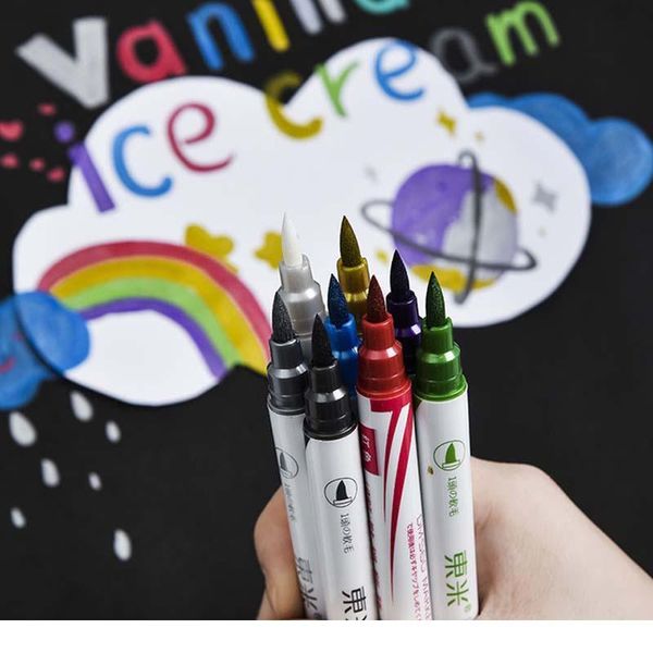 

10pcs/set double head highlighter metallic color magic outline marker pen diy album marking pens for painting school qylnff