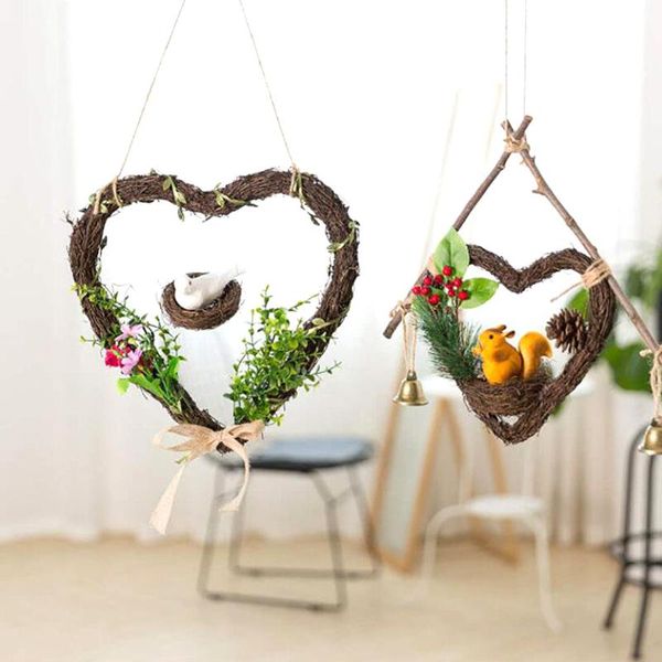 

party decoration 10/15/20cm rattan heart round star sepak takraw ball home garden birthday wedding wreath decor supplies