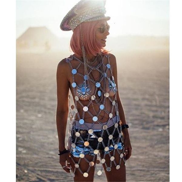 

2021 summer beach artisanal fishing net hollows out chic punk accessories mini metal shirt 6rb9, Black;gray
