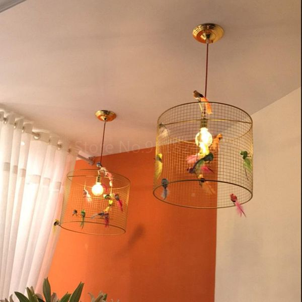 

pendant lamps modern rural study restaurant light fashion living room cafe art golden bird cage suspension fixtures