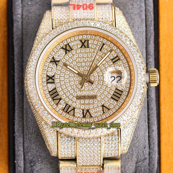 

eternity jewelry watches rrf latest products 126334 1262303 126333 a2824 automatic iced out full mens watch roman diamonds dial 904l steel d, Slivery;brown