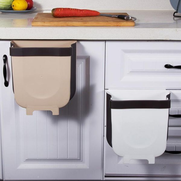 

wall mounted folding waste bin kitchen cabinet door hanging trash bin garbage car trash can wall mounted foldable cleaning 2size