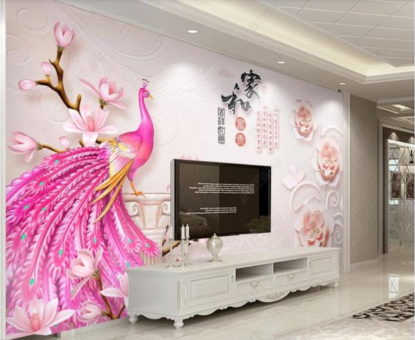 

wallpapers po wallpaper 3d on the wall custom mural red peacock magnolia flower home decor room for walls in rolls