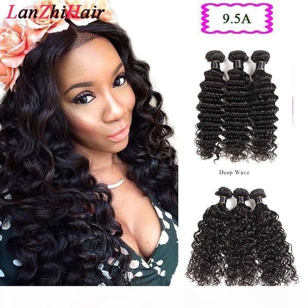 

brazilian 3 bundles hair extensions weft deep wave hair weave bundles 100% loose deep wave human hair wefts 3 pieces one lot, Black