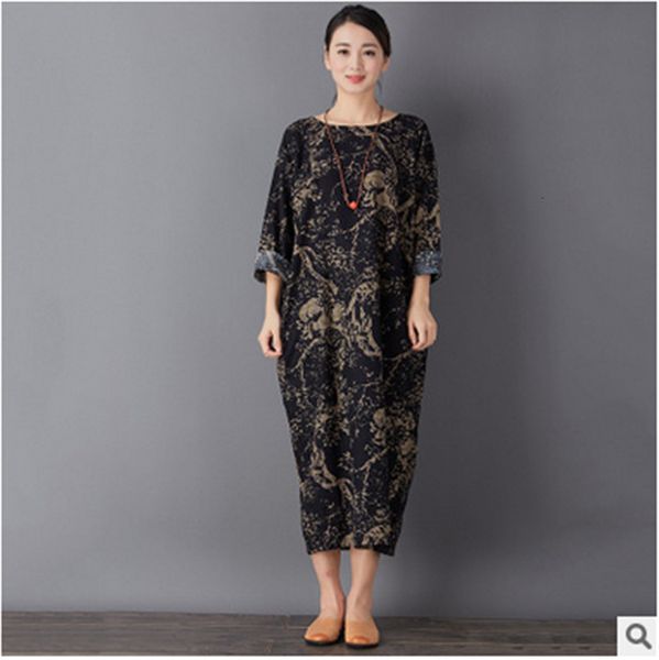 

blue white porcelain retro cotton and loose linen dressed kmao, Black;gray