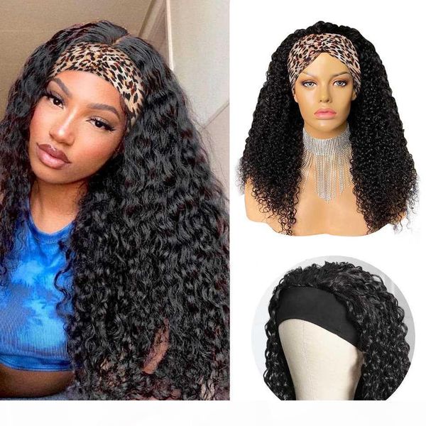 

kinky curly human hair wigs brazilian headband wigs for women 150 density deep wave wig human hair 8-30 inch wig ing, Black;brown