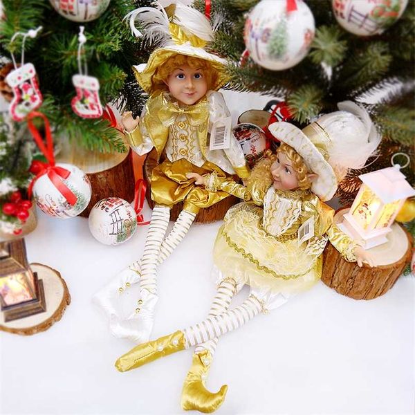 Elf Couple Pelúcia Dolls Elves Brinquedos Árvore de Natal Pingente de Pingente Pendurado Decoração Navidad Ano Festival presentes para crianças 211019