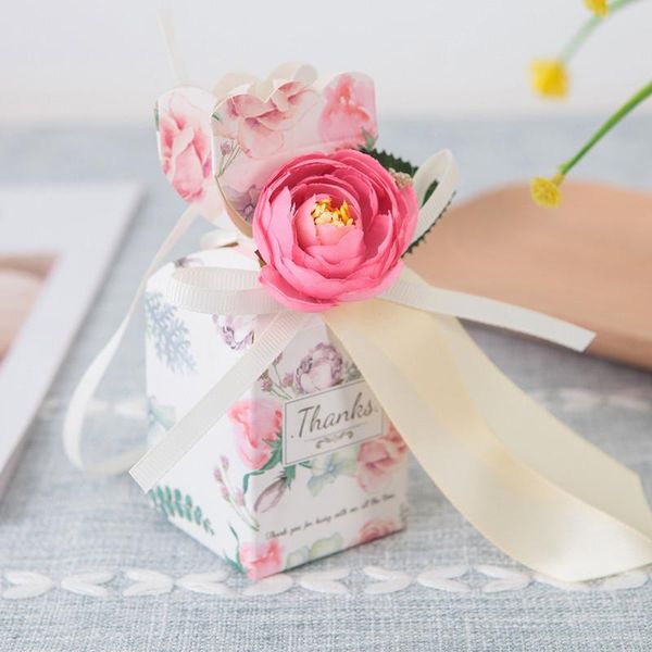

gift wrap 10pcs vase shape dragee candy cake box carton cardboard wedding party packaging mariage flower bonbonniere
