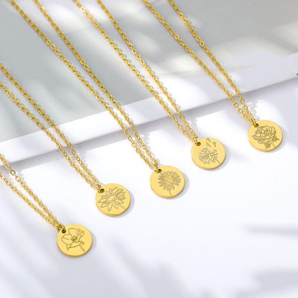 

pendant necklaces simple trendy stainless steel necklace round circle for women elegant clavicle wedding jewelry bijoux femme, Silver