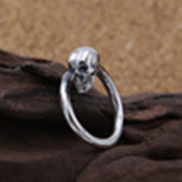 

925 sterling silver skull skeleton screw adjustable band rings american european antique punk gothic designer vintage luxury jewelry accesso