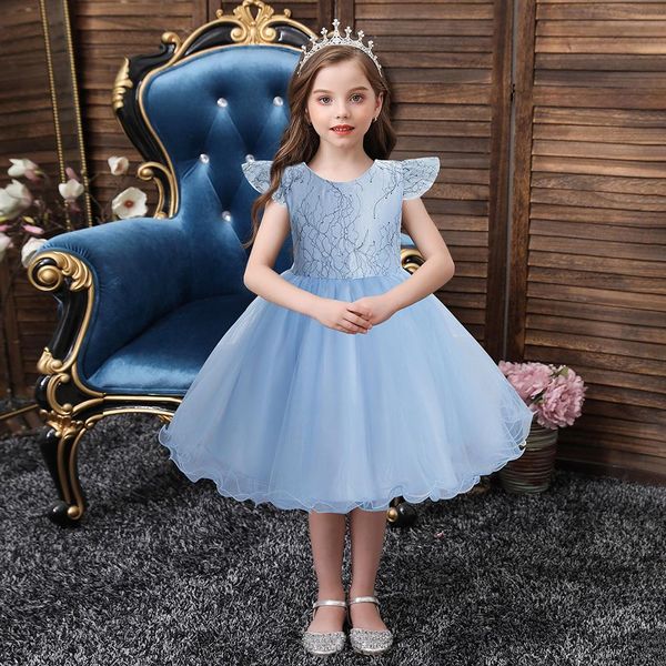 

kid girl dress lace fashion flower girl dresses birthday party prom dress children's day, Red;yellow