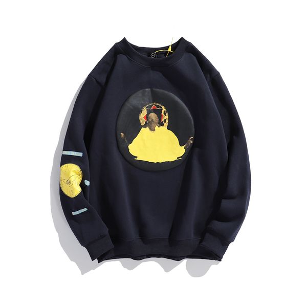 

2021 new kanye west oversize rua velo hoodies homem e mulher coisas estranhas casual moletom hip hop kendell hoody w49t, Black