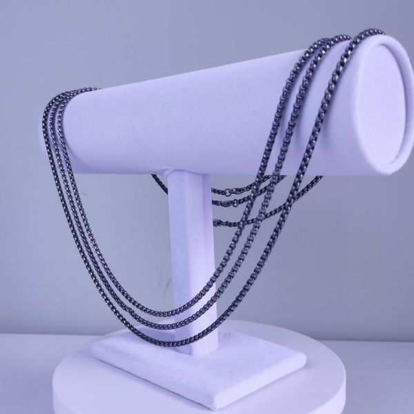 

chains october 2021 industrial pure titanium 3mm diameter box chain women's classicnecklace 0-70cm length can be customized for you, Silver