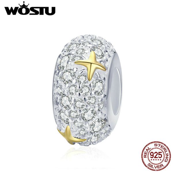 

wostu 2019 new 925 sterling silver sparkling star crystal charm beads fit bracelet pendant original fashion jewelry gift cqc979 q0531, Black