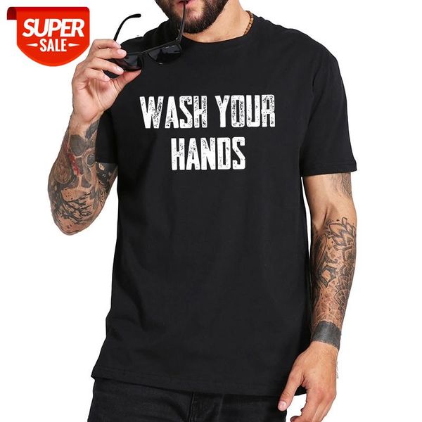 

wash your hands t shirt simple letter digital print 100% cotton breathable soft short sleeve crew neck camiseta #6j3t, White;black