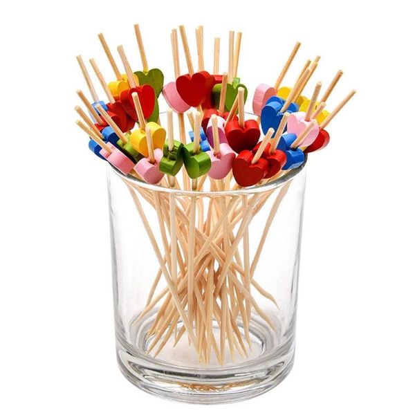 

forks 100 pcs disposable bamboo picks fruit cocktail handmade toothpicks picnic skewers fork for children lunch decoration