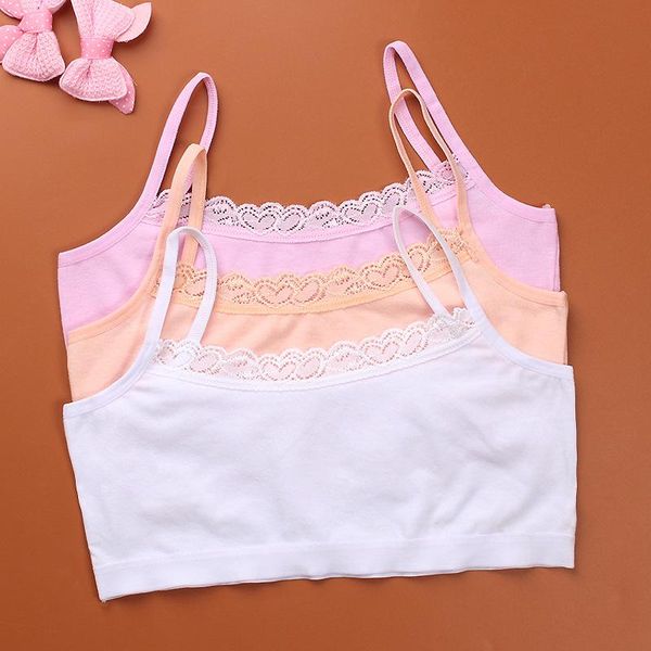 

camisoles & tanks teens girls tube tank underwear cotton white lace satin camisole crop wholesale lots daily workout vest bra, Black;white