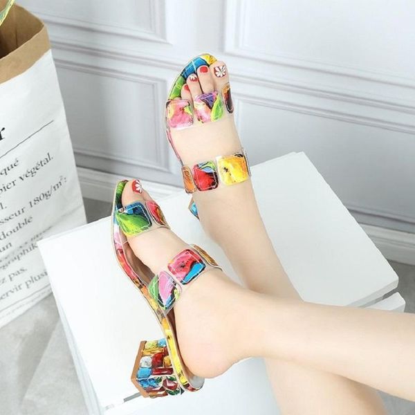 

sandals candy color women's large size shoes summer explosion models thick with diamonds colorful sequins female and slippers1, Black