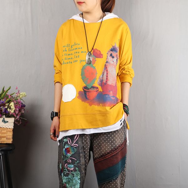 

2021 new women spring long sleeve t-shirts cartoon printed office lady cotton casual vintage pullover tshirts female student oversize 8t, White