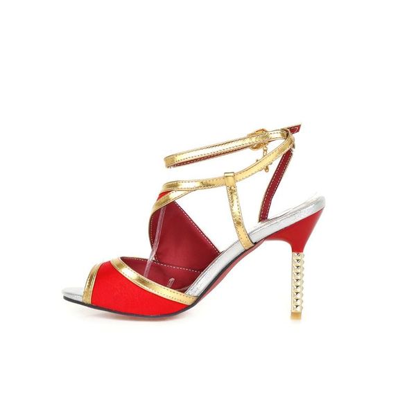 

sandals arqa women's charming wraparound one-word pendant buckle golden cloth bordered elegant shoes silk ankle strap, Black