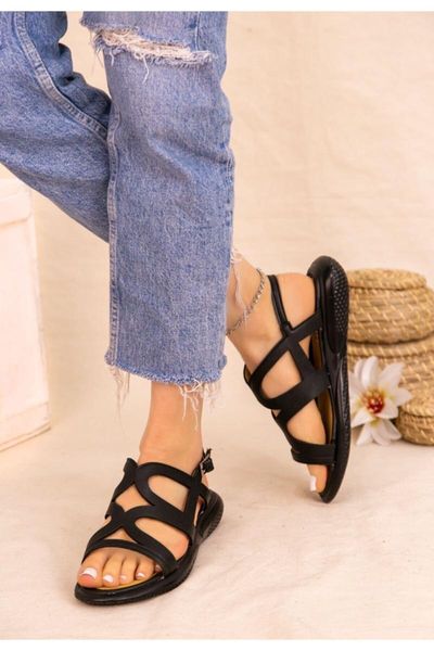 

sandals women's black arched skin cum-kdn-kst-217430
