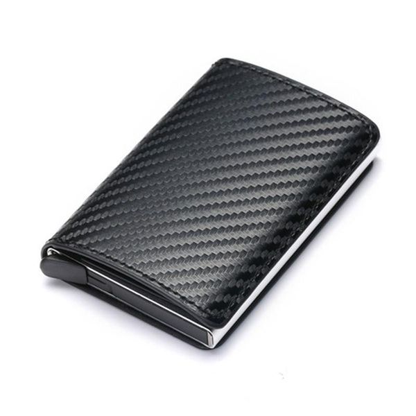 

wallets 2021 business id holder men and women metal rfid vintage aluminium box pu leather card wallet note carbon, Red;black
