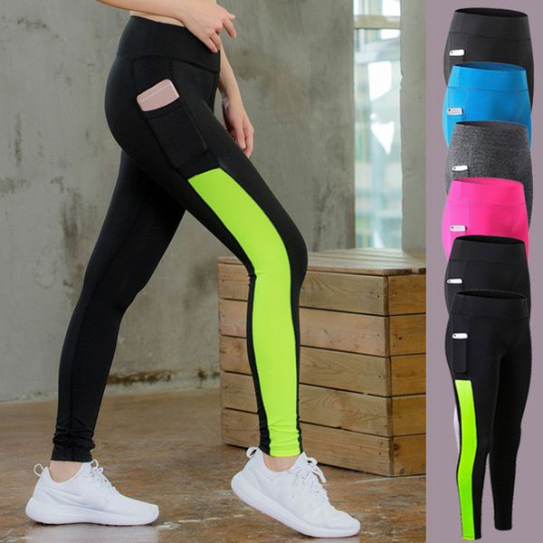 

style gym sport women panty running wear women's training leggings with hidden pocket fitness broek, Black
