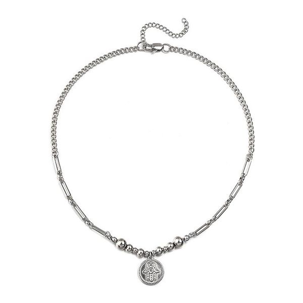 

chains fashion stainless steel necklace hip hop wild stitching titanium, Silver