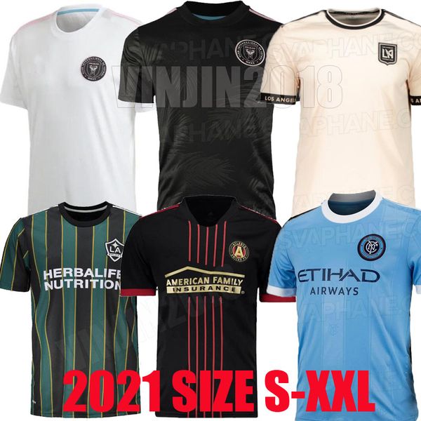 

2021 2022 los angeles la galaxy inter miami cf soccer jerseys 21 22 atlanta united lafc new york city fc men kids beckham football uniforms, Black