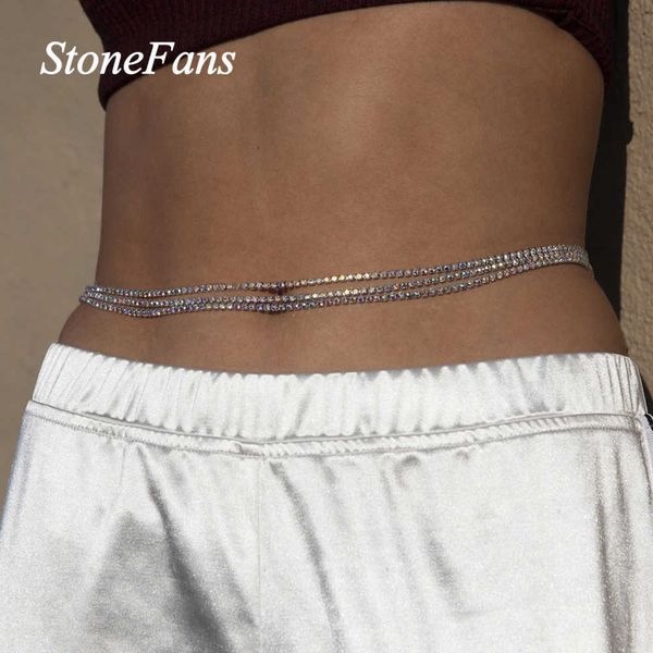 

stonefans rhinestone body chain multi layer waist chain for women beach bikini charm belly waist chain body jewelry belt p0811, Silver