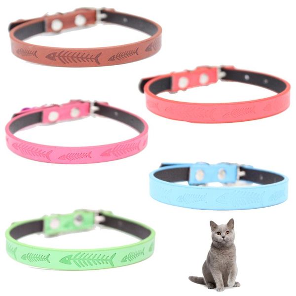 

random color pu dog puppy cat collars leather with adjustable necklace