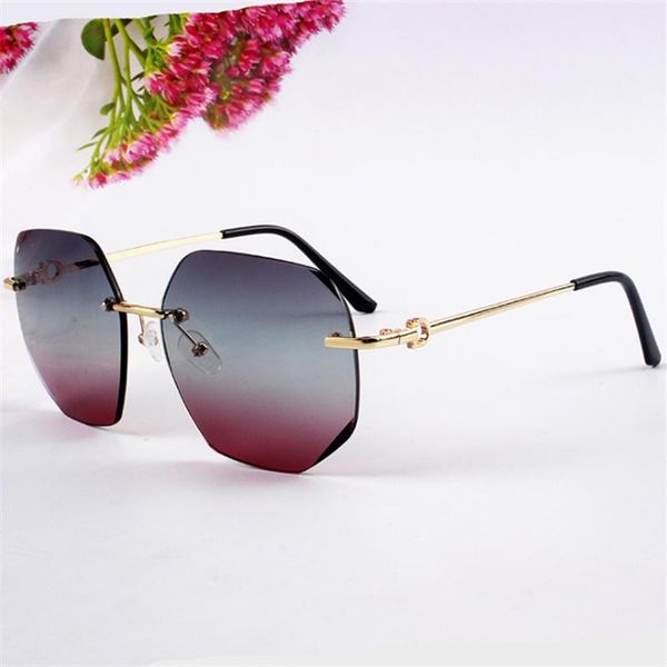 

sunglasses cutting lens rimless women fashion gradient oversized sun glasses ladies frameless pink eyewear shades uv400, White;black