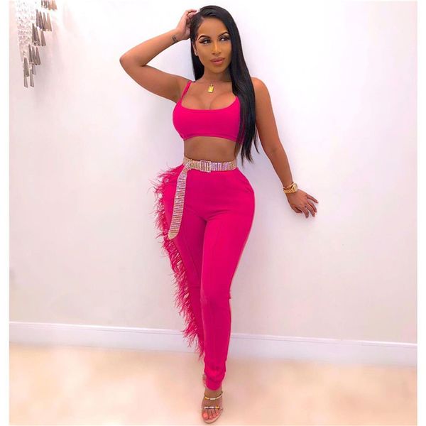 

tracksuit women two pieces sets tassel side 2 pcs set backless crop and pants female tracksuits matching set fitness outfits, White