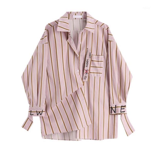 

women's blouses & shirts 2021 spring autumn lapel long sleeve red striped printed letter big size shirt women blouse fashion tide haraj, White