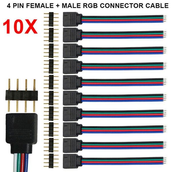 

party decoration 10pcs 4 pin female male rgb connector cable for 3528 led strip light waterproof smd3528 / flexible