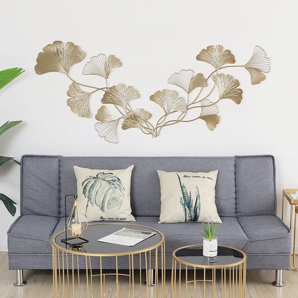 

new chinese style light luxury ginkgo leaf wall decoration metal background wrought iron creative room decor