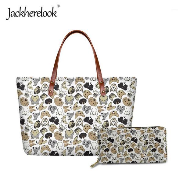 

evening bags jackherelook animal dog pattern womens casual handbag clutch wallet 2pcs/set female tote shoulder bag & coin purse bolsos mujer