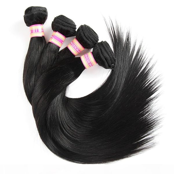 

siyusi indian straight virgin hair bundles with 13x4 lace frontal closure human hair extensions human weave bundles with closure bulk, Black;brown