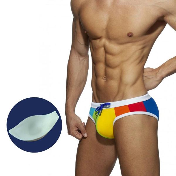 

triangle push up men swimwear briefs rainbow color swimming trunks mens beach surfing swim shorts bathing suit gay swimwear