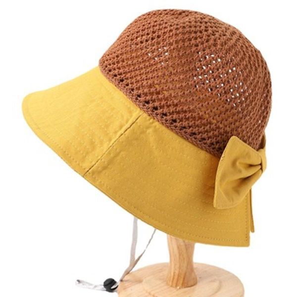 

wide brim hats bq spring and summer women's sunscreen fisherman hat leisure western style sun bow straw, Blue;gray