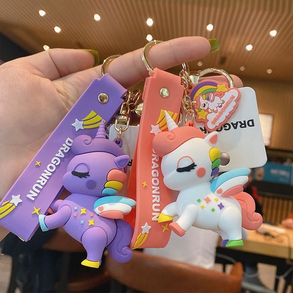

2021 fashion keychain personality ma xiaochi key chain cute cartoon girl bag hanging decoration couple a pair of fashion simple, Silver