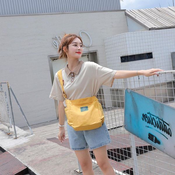 

ins college bag messenger fresh female simple art shoulder korean new canvas vxxls