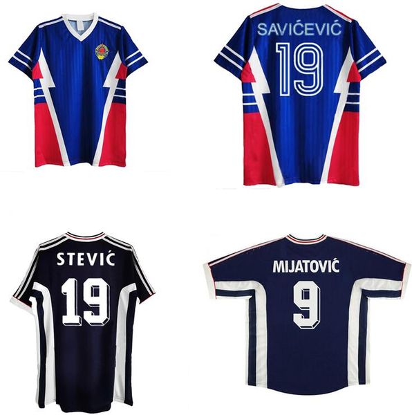 

retro yugoslavia soccer jersey world cup 1990 1991 1992 mijatovic 8 savicevic 19 vintage 1998 stojkovic classic football shirt, Black;yellow