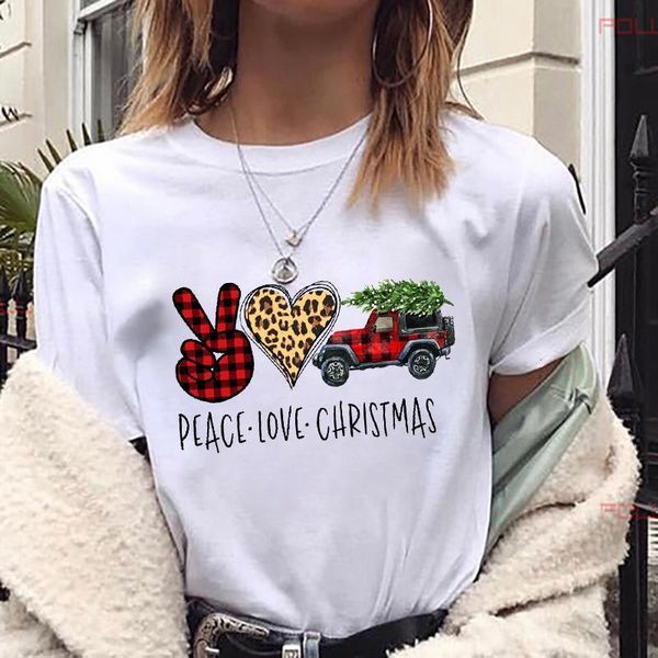 

peace love christmas t shirt women fashion christmas harajuku short sleeve t-shirt white suitable all seasons tshirt top
