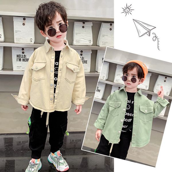 

2021 new spring autumn baby long sleeves boys'shirts with korean fashion kid clothes age 2-9 t yxwb, White