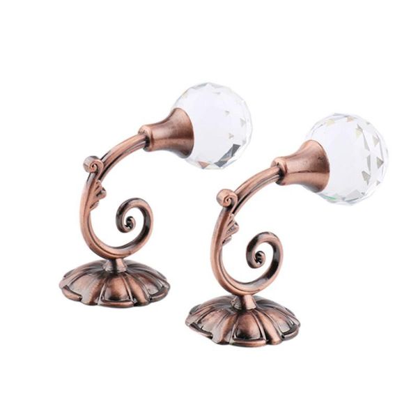 

2pcs multi-purpose hooks large metal crystal glass curtain holdback wall tie back hooks hanger holder curtain rods accesseires