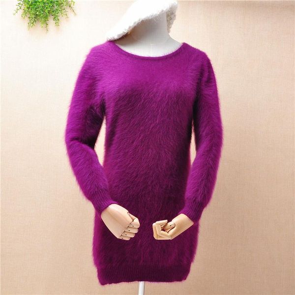 

women's sweaters ladies women winter clothing hairy angora fur knitted long sleeve slim pullover mink cashmere jumper sweater dress, White;black