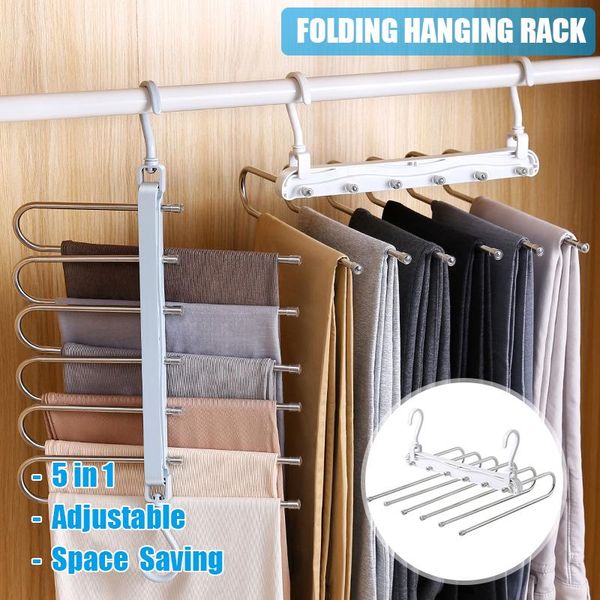 

hangers & racks multifunctional folding pants rack adjustable trouser hanger magic closet storage shelf